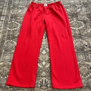 Parke Red Fleece Boxer Wide Leg SweatpantsWomen's Size L